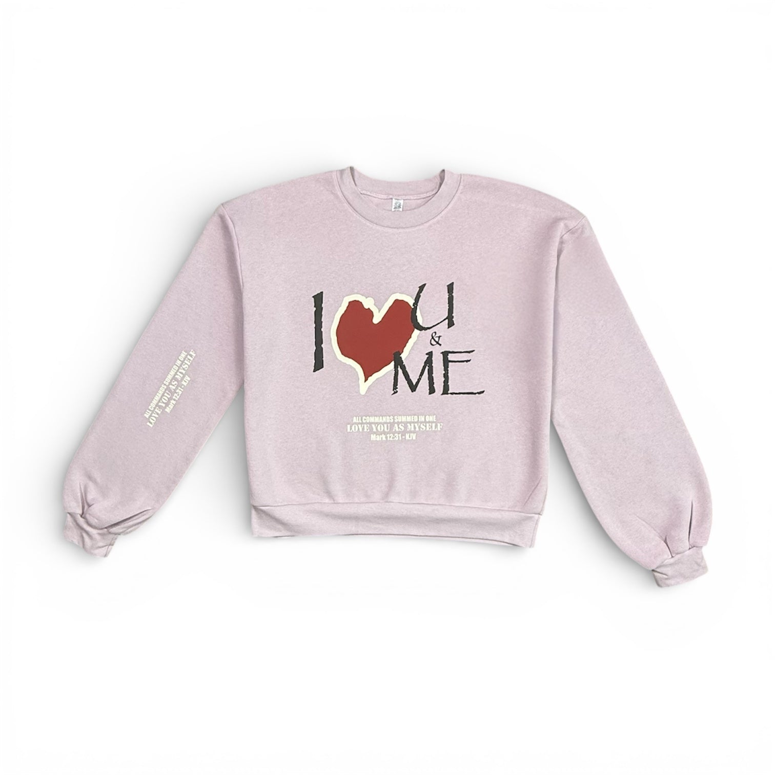 "I Love U - I Love Me" Boxy Blush Crewneck Women Sweatshirt