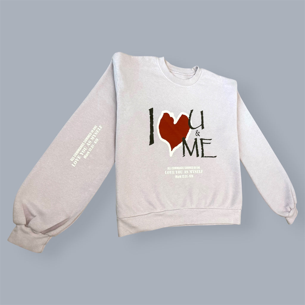 "I Love U & Me" Boxy Blush Crewneck Women Sweatshirt