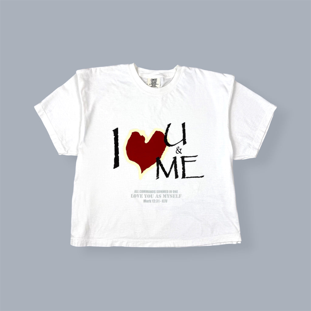 Mark 12:31 "I Love U & Me" Boxy Crop Tee