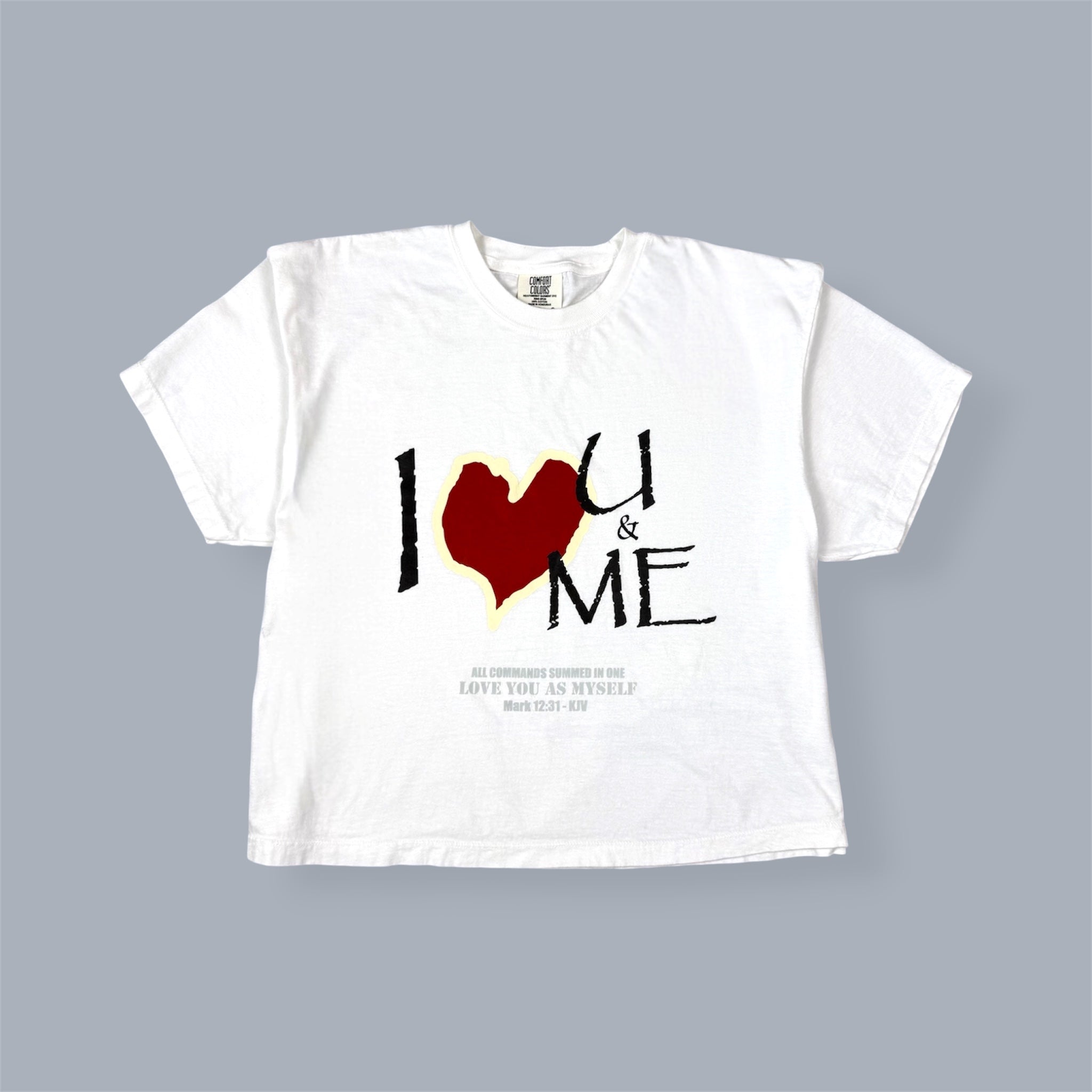 Mark 12:31 "I Love U & Me" Boxy Crop Tee