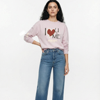 "I Love U & Me" Boxy Blush Crewneck Women Sweatshirt